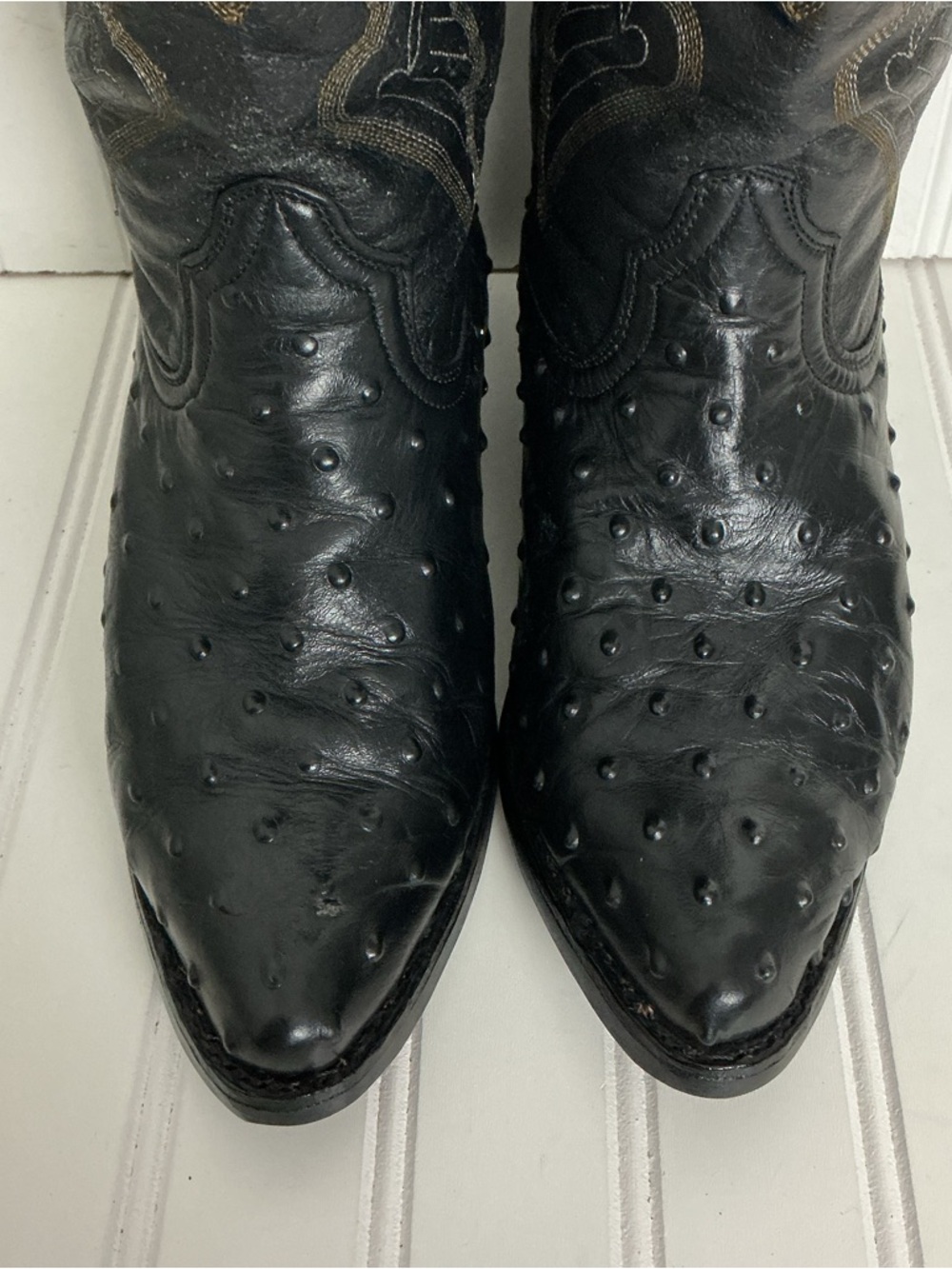 Tierra Blanca Womens USA 7 Mexican 26 Black Leather Vibram Sole Cowboy Boots - Picture 3 of 16